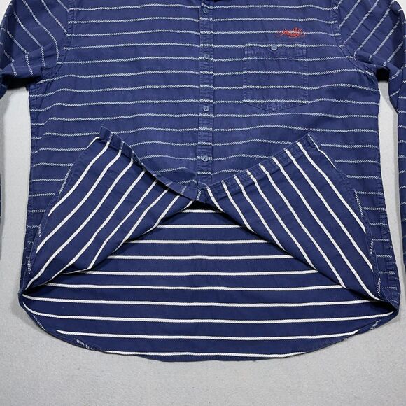 Ed Hardy Shirt Reverse Print Size XXL Striped Blue Pocket Cotton‎ VTG Y2K - Picture 6 of 9